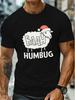 BAAH Humbug Christmas Sheep Graphic Tee Men Casual Crew Neck Short Sleeve Soft Cotton TShirt