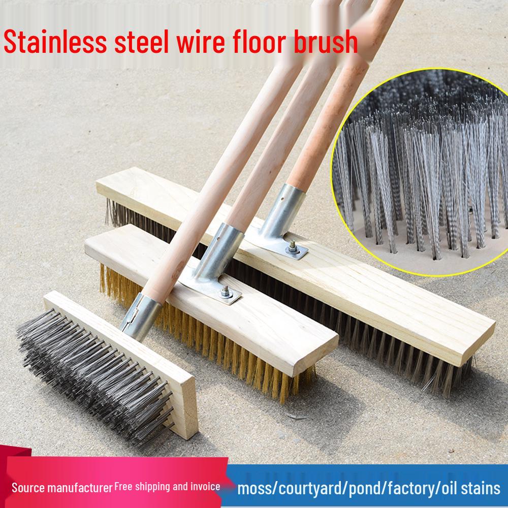 Stainless Steel Long-Handled Moss Removal Floor Brush