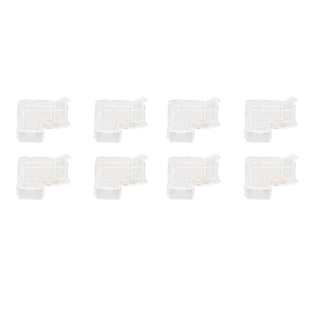 8pcs Transparent COB Connector Solderless L Shaped Connector  For Double Color LED Strips