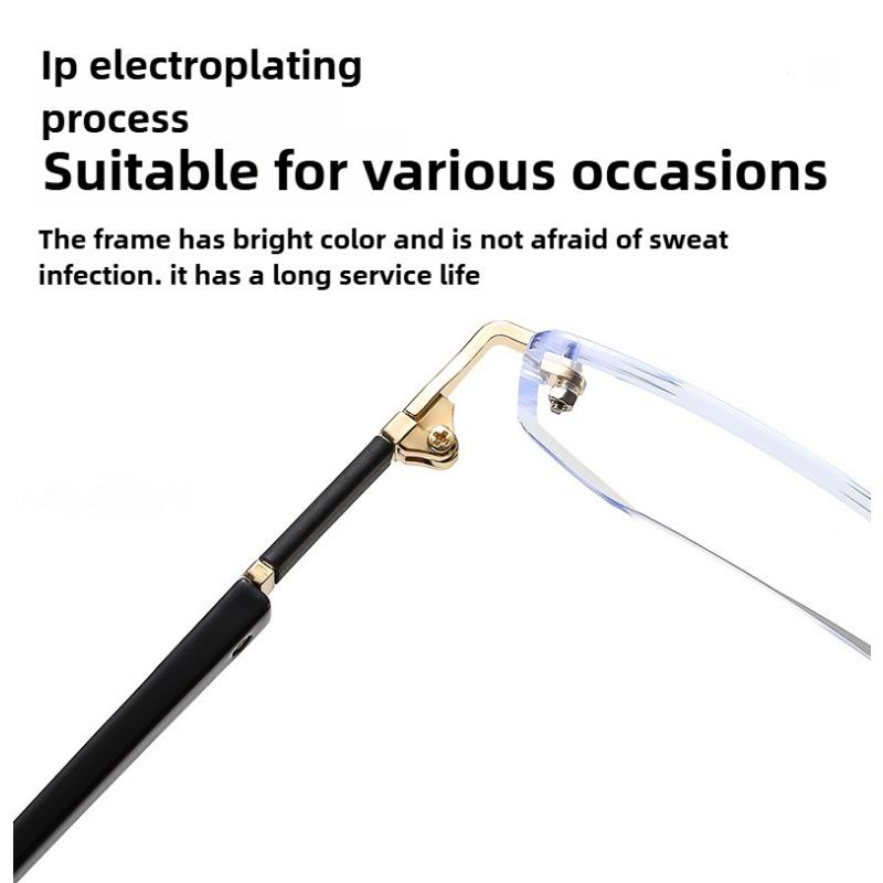 Unisex Eyeglasses Rimless Square Finished Reading Glasses Women Men Business Style Frameless Far Sight Eyewear +1.0 To +4.0