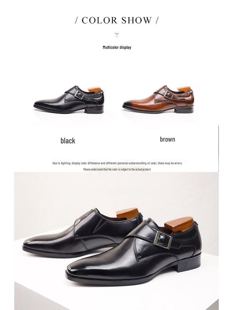 Men's Plus Size Genuine Leather Square Toe Monk Strap Shoes
