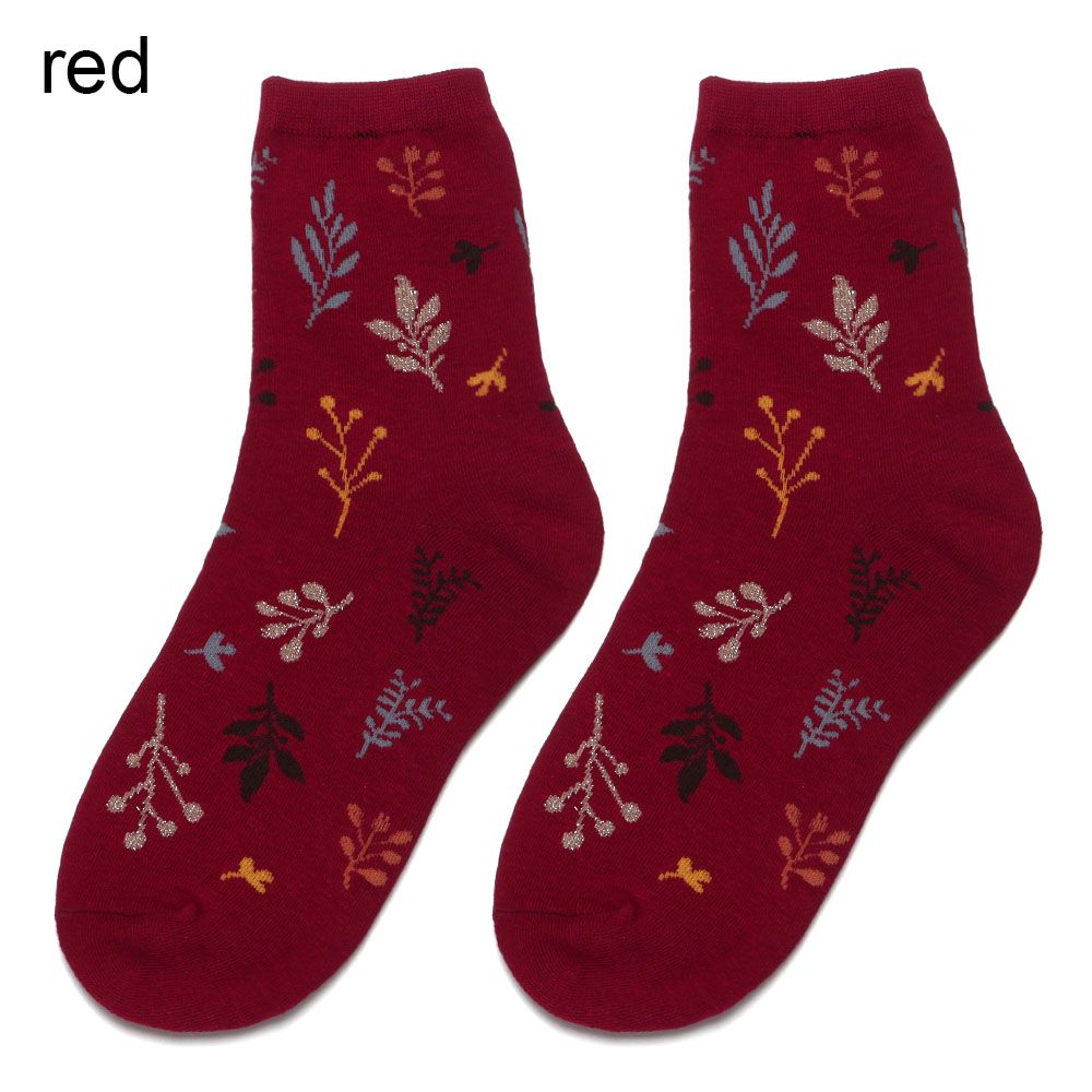 Socks Seamless Pure Cotton Sock Maple Leaf Warm Socks Japanese Style Print Socks Sleeping Hosiery