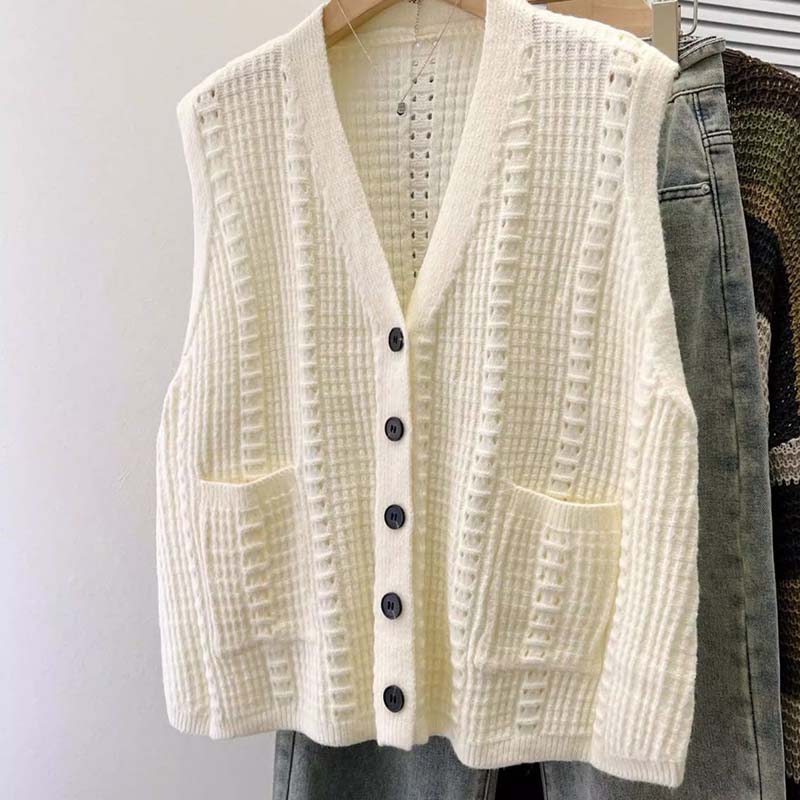 

Жилет для женщин Хлопок Осень Зима Без рукавов Топы Вязаный жилет свитер Оверсайз Утепленный жилет XXXXL
