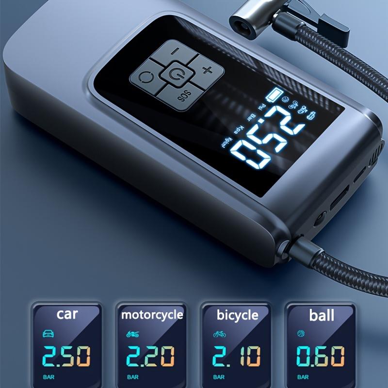 Wireless tire inflators, air compressor pumps and inflators, portable tire inflators digital air compressors with LED lights and digital display
