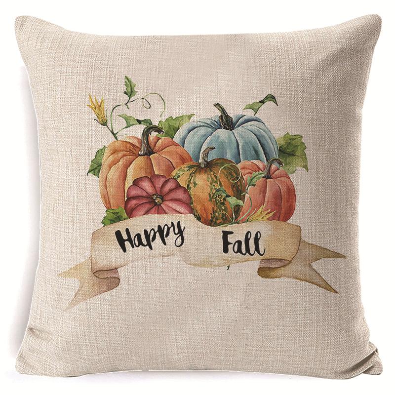 New Autumn Thanksgiving Cushion Cover Home Sofa Decoration Printed Linen Harvest Festival Cushion Cover
