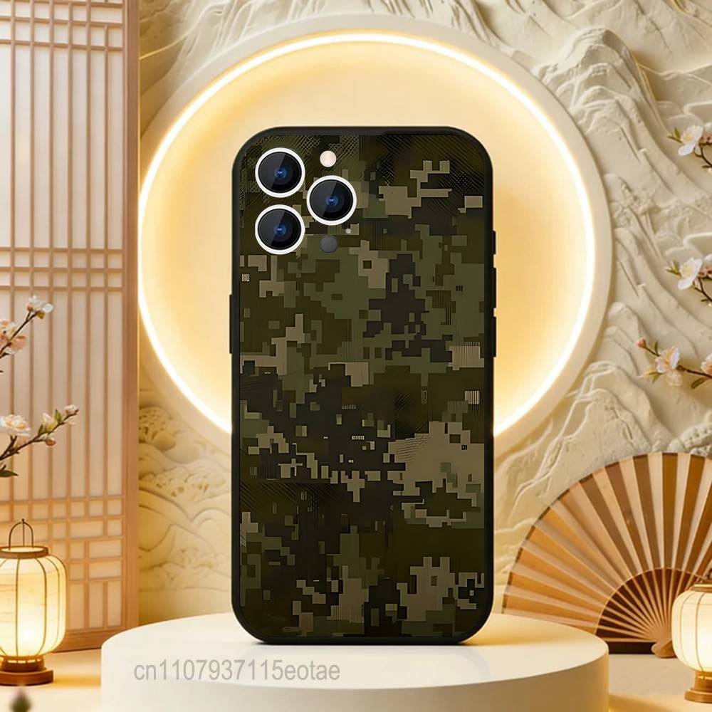 Camouflage Camo Military Cool Phone Case For iPhone 17,16,15,14,13,12,11,Pro,Max,Plus,E,Air,Mini Black Shockproof Funda Cover