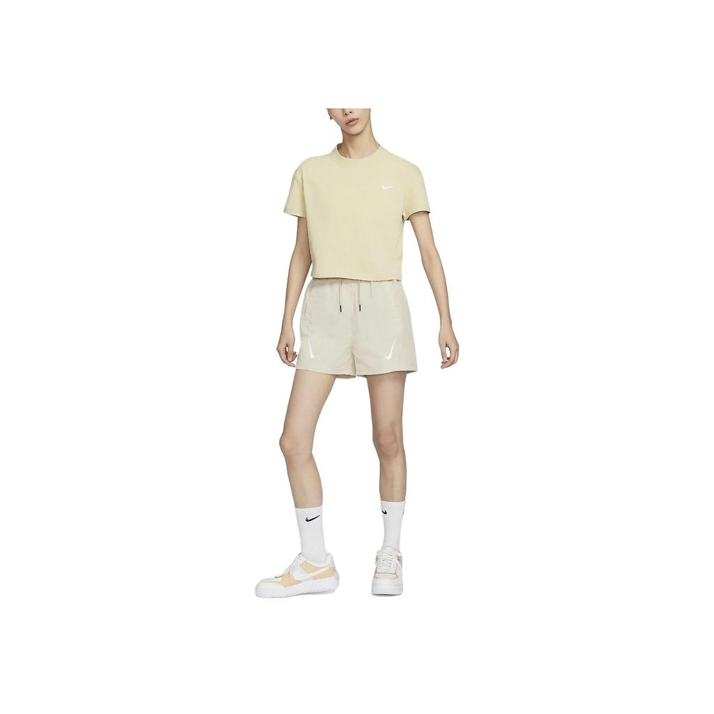 Nike Lab Solid Color Crew Neck Short Sleeve T-Shirt Women Tops Gold DA0324-783
