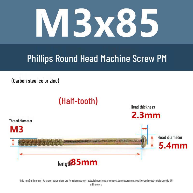 Yigu Zinc-Plated Carbon Steel PM Phillips Round Head Machine Screws M3/M4/M5