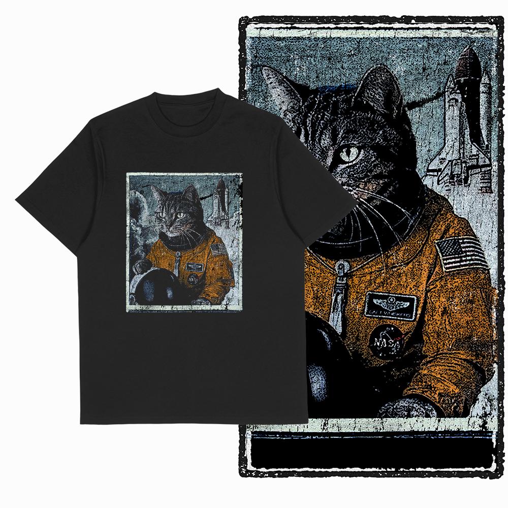 COOLMIND 100% Cotton Short Sleeve Cool Cat Print Men Tshirt Casual Summer Loose Men Cat T Shirt o-neck t-shirt Men Tee Shirts