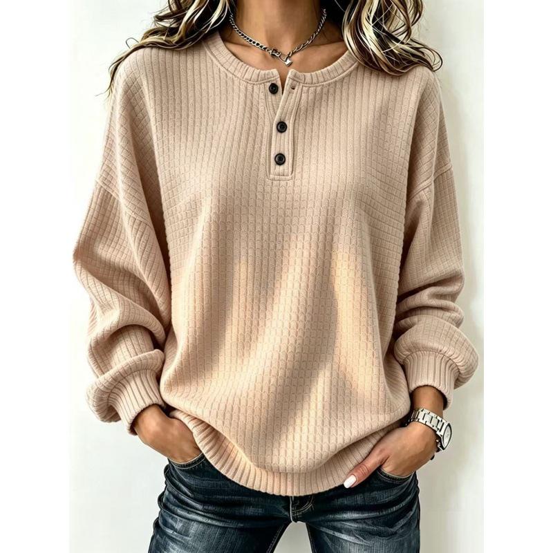Plaid Casual Loose Round Neck Button Women's Clothing - Autumn/Winter 2026