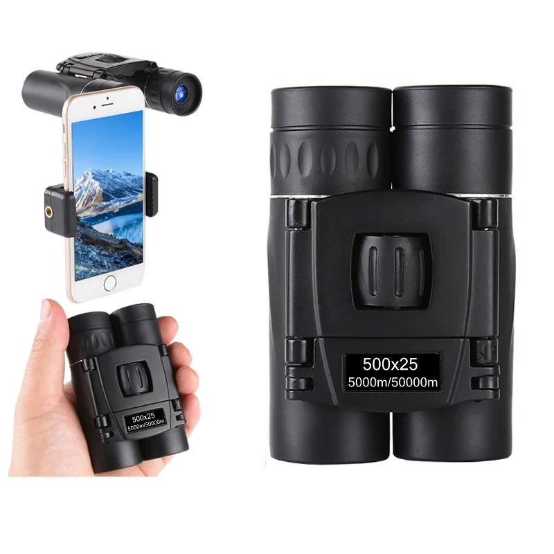 5000M/50000M Portable HD Zoom Binoculars 500X25 Telescope Powerful Folding Long-Distance Vision Hunting Outdoor Camping Sports