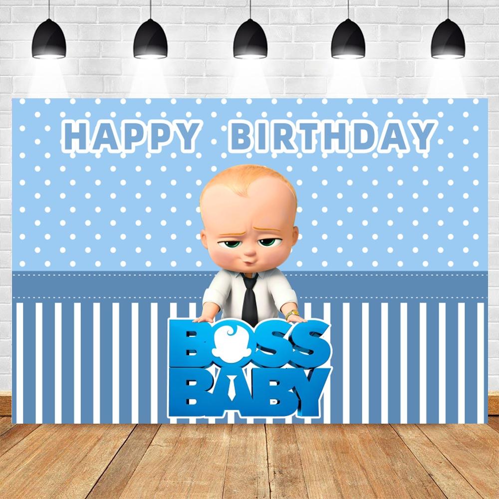 Boss Baby Thema Achtergrond Meisje Jongen Verjaardagsfeest Kinderkamer Decoratie Fotografie Achtergrond Gepersonaliseerd Naam Poster Banner