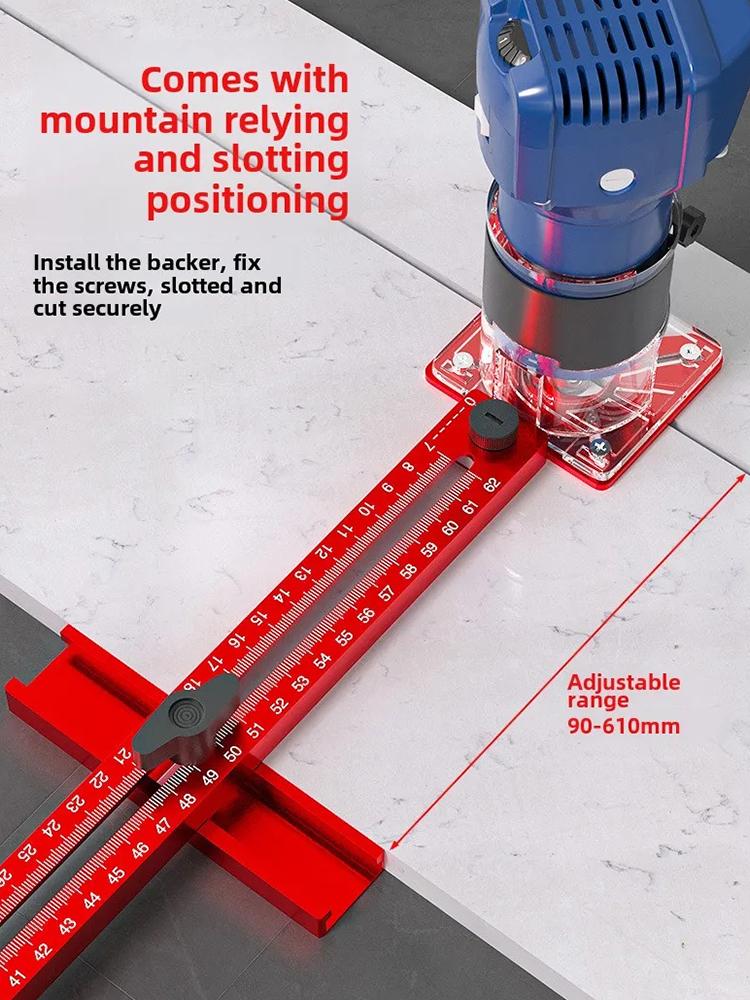 4 In 1 Cabinet Hardware Jig Aluminum Alloy Circular Auxiliary Tool Multifunctional Router Circle Cutting Guide for Woodworking