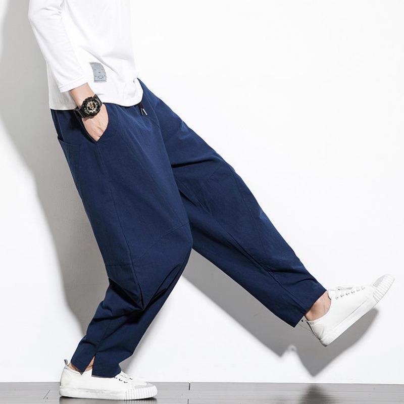 Pantaloni Uomo Larghi Casual Pantaloni Maschili Gamba Larga Morbidi Pantaloni da Tuta Estivi Cinesi Jogger