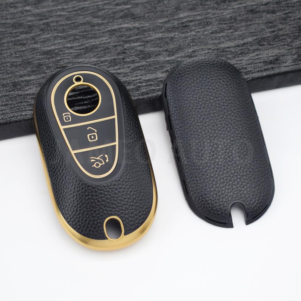 Golden Tpu Leather Car Key Case Cover Fob For Mercedes Benz C Class W206 S Class W223 C260 C300 S350 S400 S450 S500  Keychain