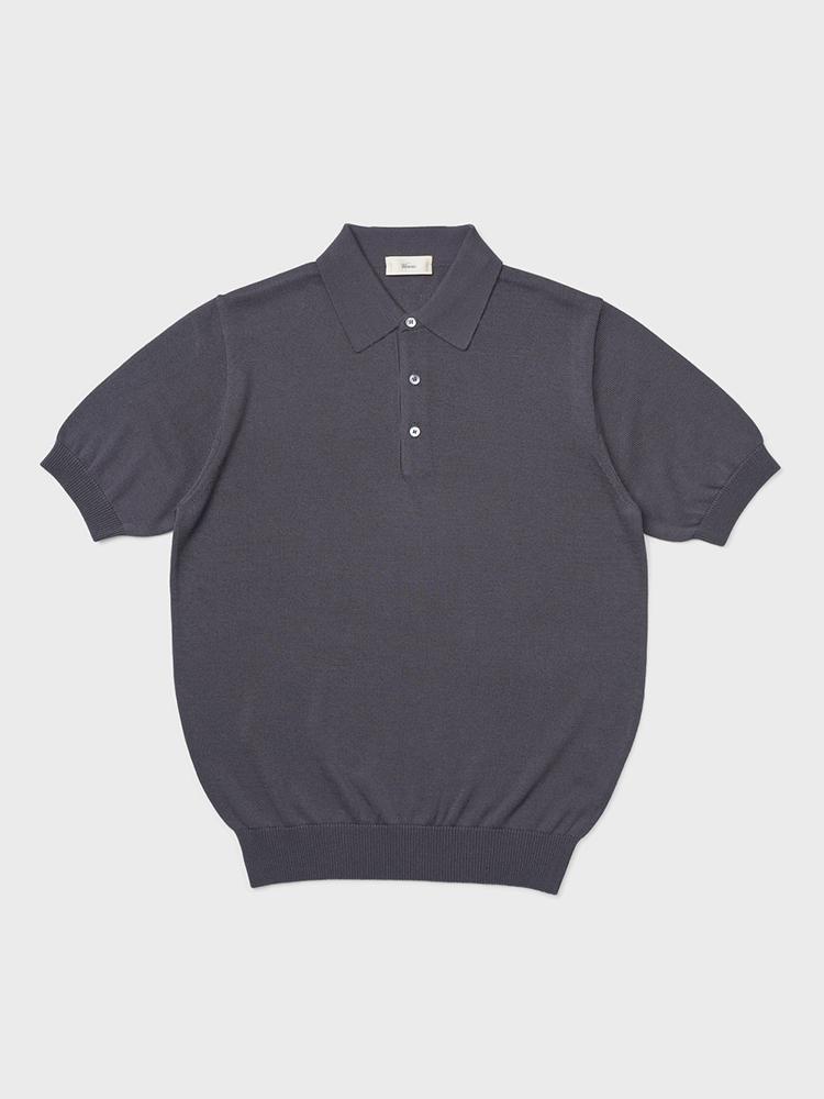 Berno 24Ss Linen Like Polo Knit Gray L