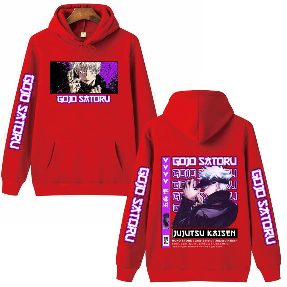 Jujutsu Kaisen Satoru Gojo Anime Grafik Hoodies Vintage Übergroßer Kapuzenpullover Lässige Langarm Kapuzenpullover Männer Frauen Kleidung
