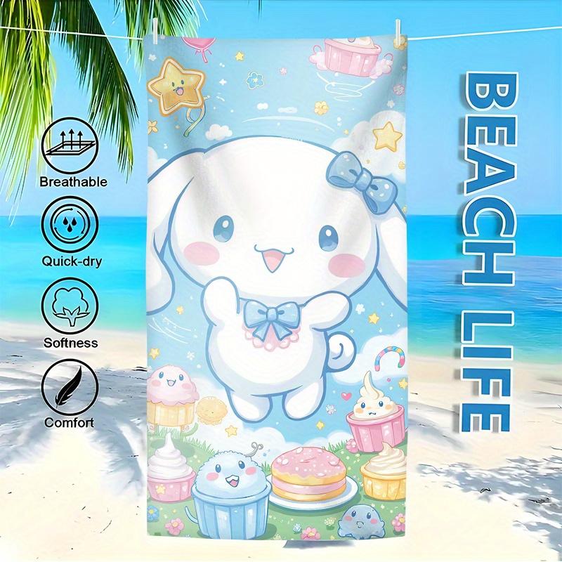 1 SanrioSummer Towel Absorbent Cute Cartoon Design with Cupcakes and Stars Compact Rectangle for Beach Travel Pool Bathroom