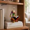 Thoughtful Gifts for Women Abstract Reading Woman Statue Metallic Head Colorful Lady Sculpture Statue Modern Artistic Figurine Living Room Tabletop