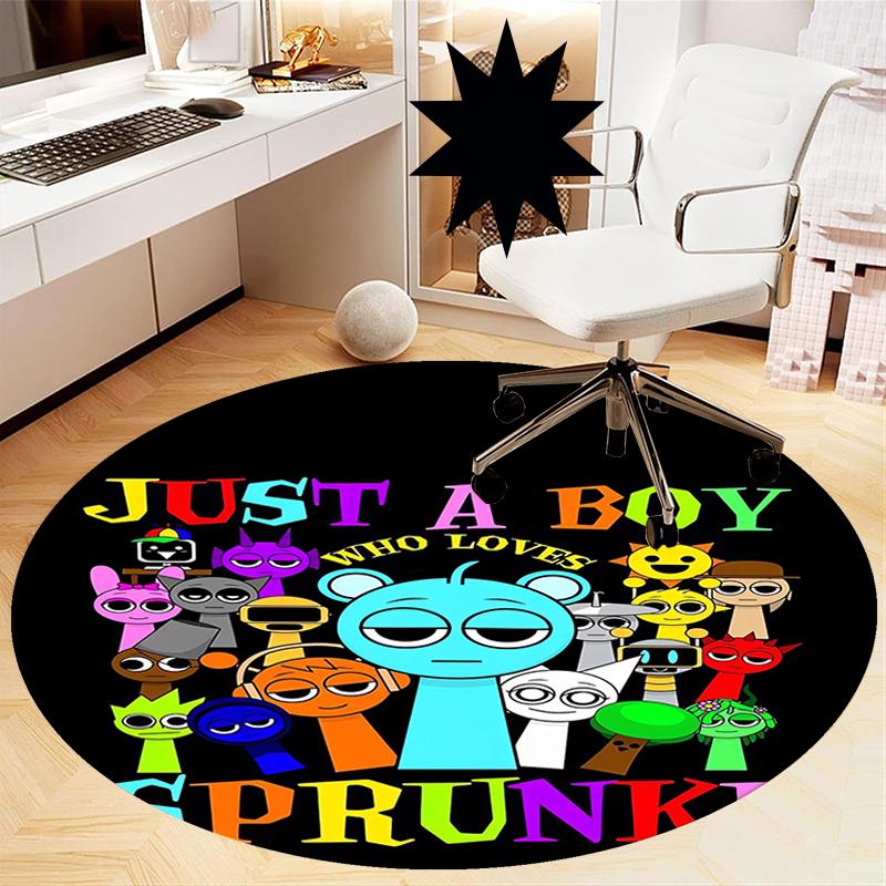 Sprunki Printed Round Rug Carpet Chair Rug Area Rug Entryway Doormats,for Office Chair Living Room Bedroom Kitchen Room.
