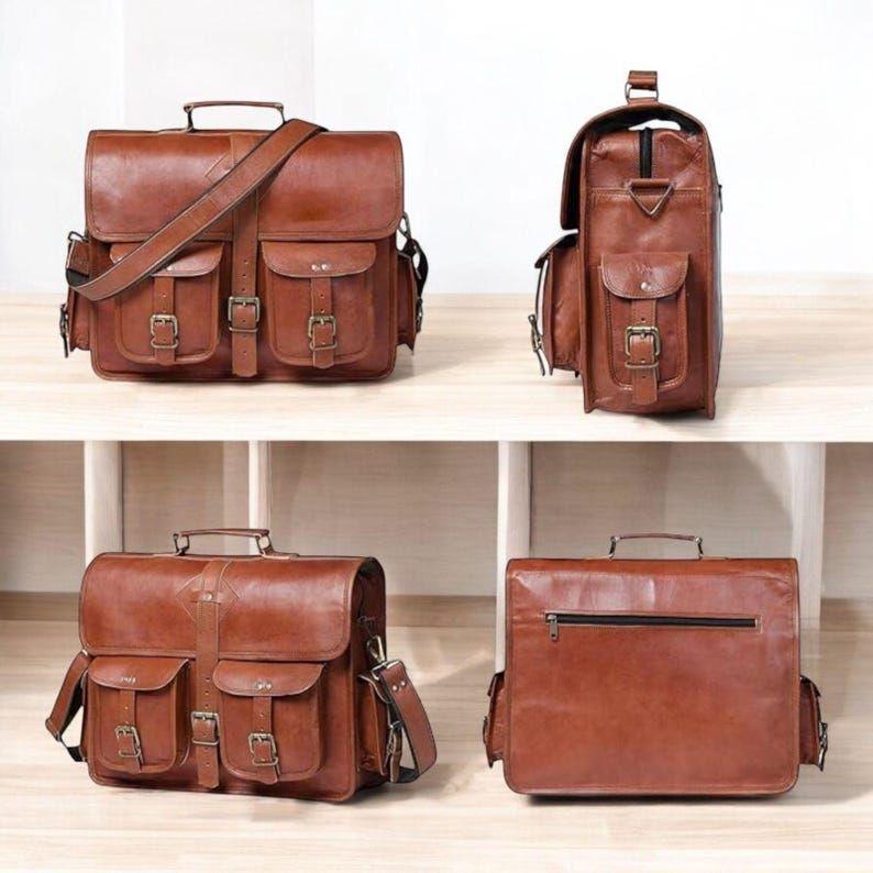 

Кожаная сумка-мессенджер для ноутбука для мужчин, монограммный портфель-сатчел, подарок шаферу, сумка для компьютера через плечо, подарки на День святого Валентина для мужчин 18 x 14 x 6 in