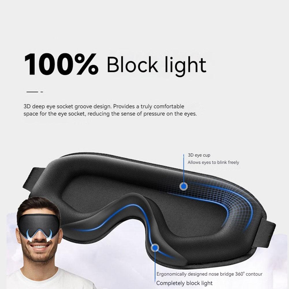 Breathable Memory Foam Night Masks Soft Eye Mask with Adjustable Elastic Strap Eye Cover Patch Blackout for Men Women Sleeping