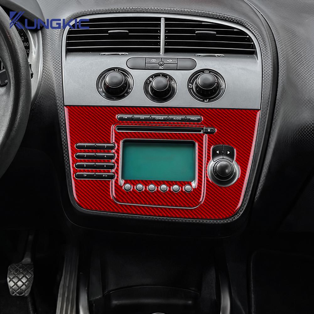 For Seat Altea 2004 2005 2006 2007 2008 Real Soft Carbon Fiber Sticker LHD Car Central Air CD Panel Trim Interior Accessories
