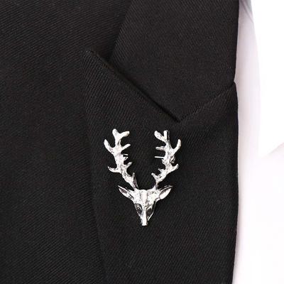 Personality Animal Elk Head Brooch Alloy Lapel Pin Christmas Badge Clothes Accessories Badge Deer Metal Brooch Men
