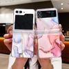 Marble Pattern Case For Samsung Galaxy Z Flip7 Flip6 Flip5 5G Hard PC Clear Folding Phone Cover For Galaxy Z Flip 7 5 4 6 3 5G