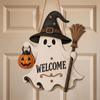 Cartoon Pattern Ghost Door Hanging Rustic Style Halloween Hanging Plaque  Front Door