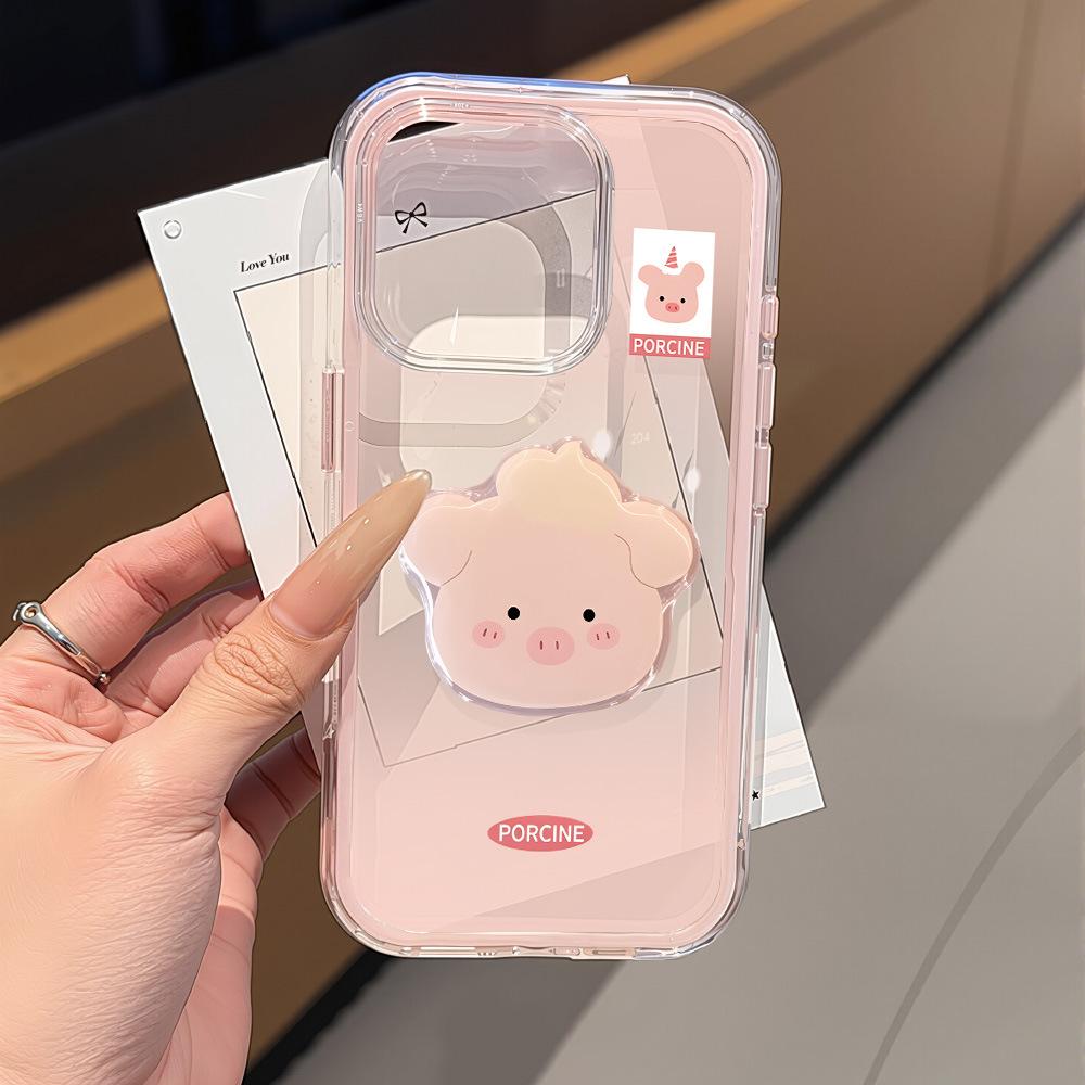 Cute pink pig West Highland is suitable for iPhone17ProMax transparent mobile phone protective case 16/15 simple niche