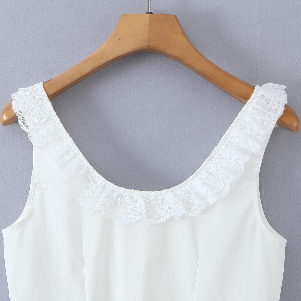 2026 Chic Lace Bowknot Vest: French Square Neck, Sexy Open Back, Short Top