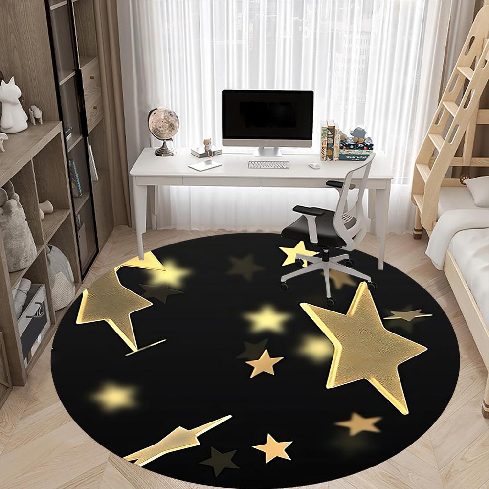 1pc Golden Stars Chair Carpet for Office, Non-slip, Soft and Durable Office Rug, Perfect for Office Yy260131077