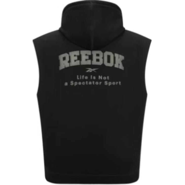 Reebok Solid Color Fashion American Retro Street Style Knitted Hooded Pullover Vest Unisex vest Black 23FRC311UGH0