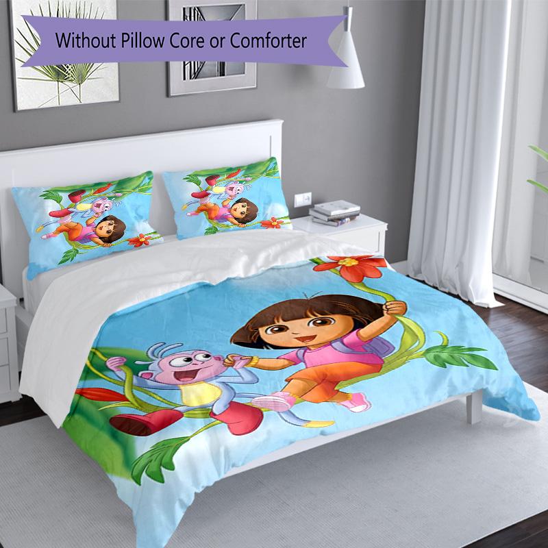 3pcs D-Doras The Explorer Pattern Bedding Set Duvet Cover Set Includes Duvet Cover &pillowcases, Perfect All Season Bedroom Decoration & Gift