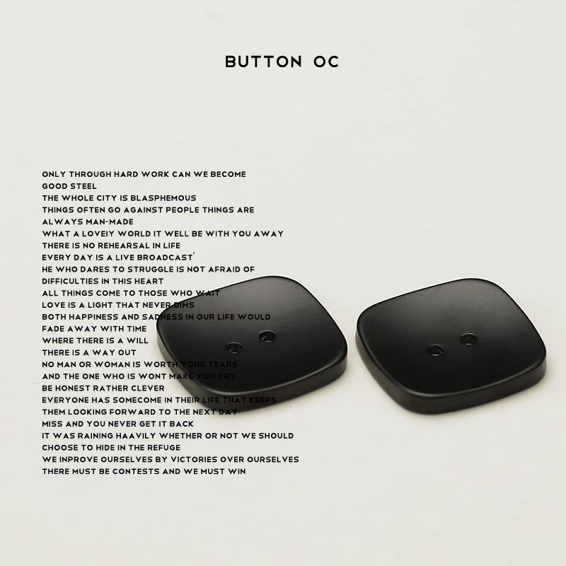 5Pcs Square Black Button Resin Concave Button Suit Jacket Men'S And Women'S Style Clothes Double-Sided Nylon Coat Button