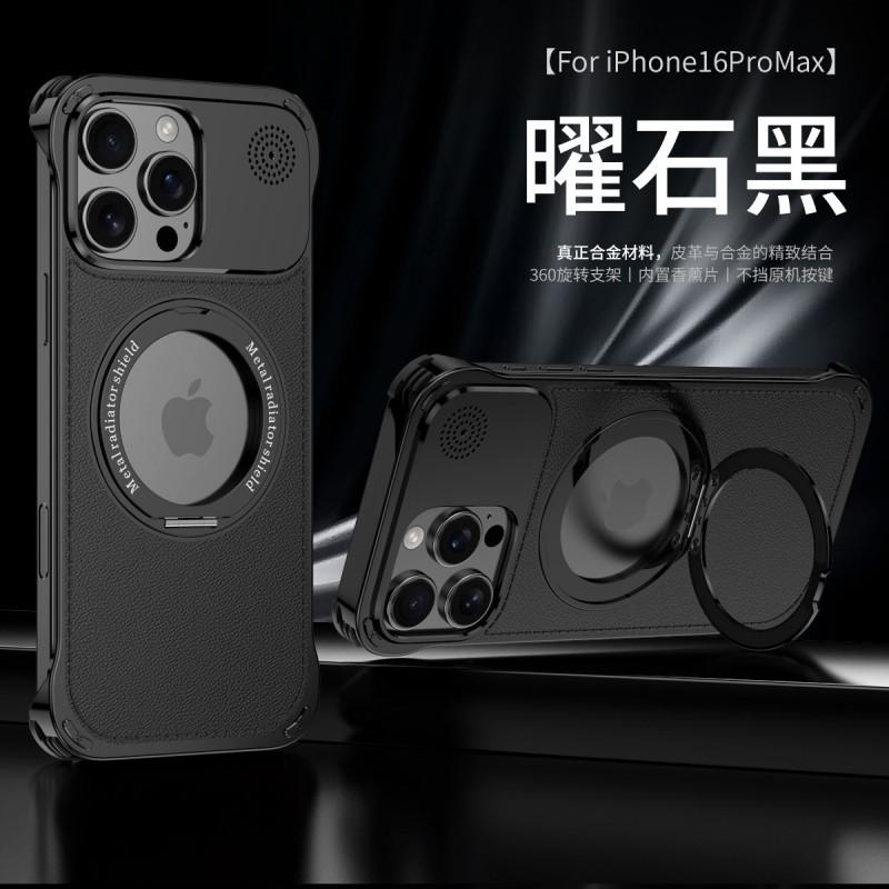 Leder Handyhülle iPhone 16 Pro Max 15 Magnetischer drehbarer Ständer Stoßfest Sturzfest Schutzhülle