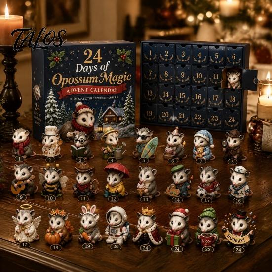 Miniature Animal Hanging Pendants 24 Days of Highland Cow Magic Advent Calendar, Unique Mini Tiered Tray Christmas Decor Figures, Farmhouse
