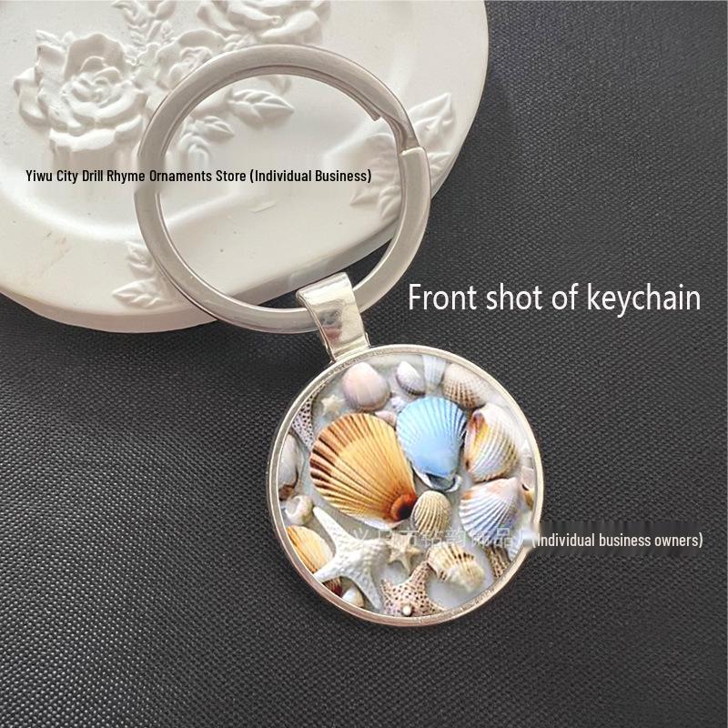 Beachtime Gem: Colorful Pearl Starfish & Seashell Keychain Pendant
