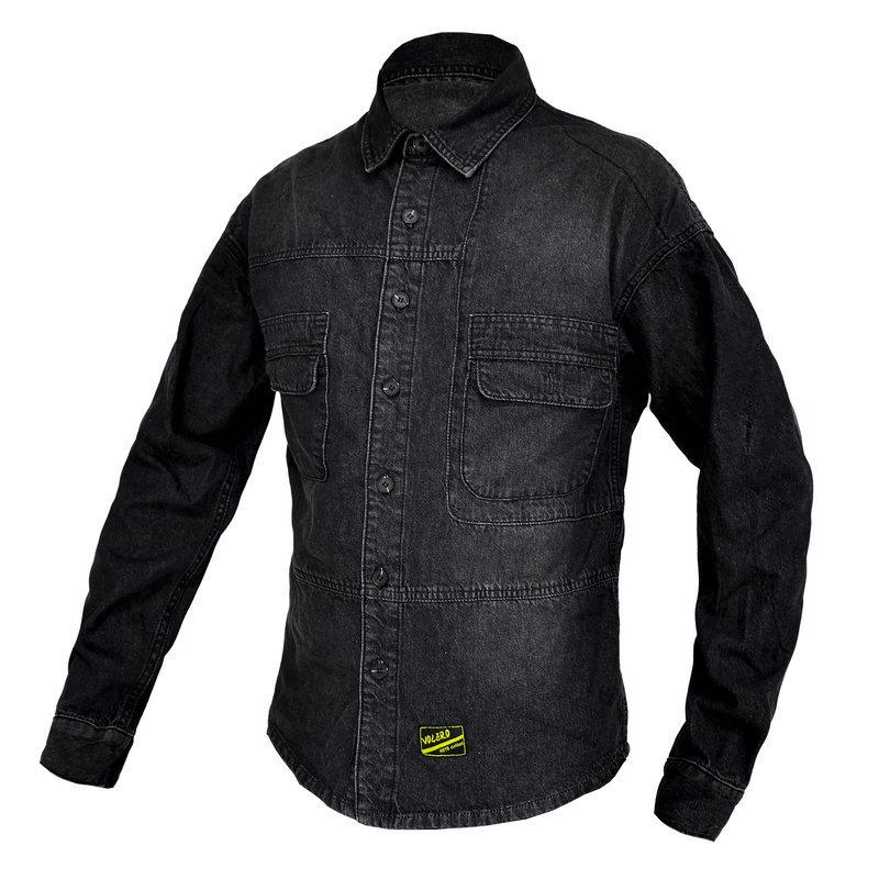 VOLERO Unisex Retro Black Denim Motorcycle Jacket - Anti-fall Assault Shirt
