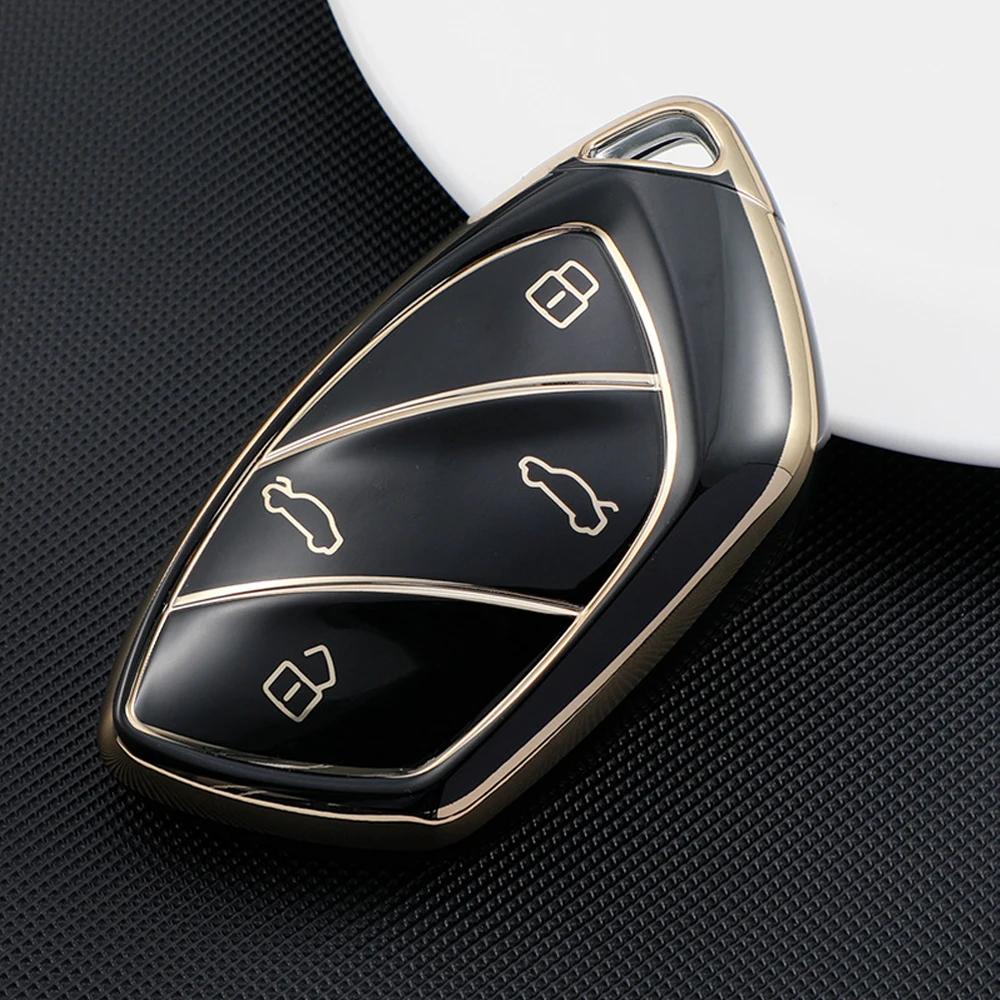 

TPU автомобильный 4-кнопочный чехол для ключа с мягким пультом дистанционного управления, защитный чехол, автомобильные аксессуары для Roewe Ei5 MARVELX Marvelr MG ZS EV HS EHS ZX GT чёрный