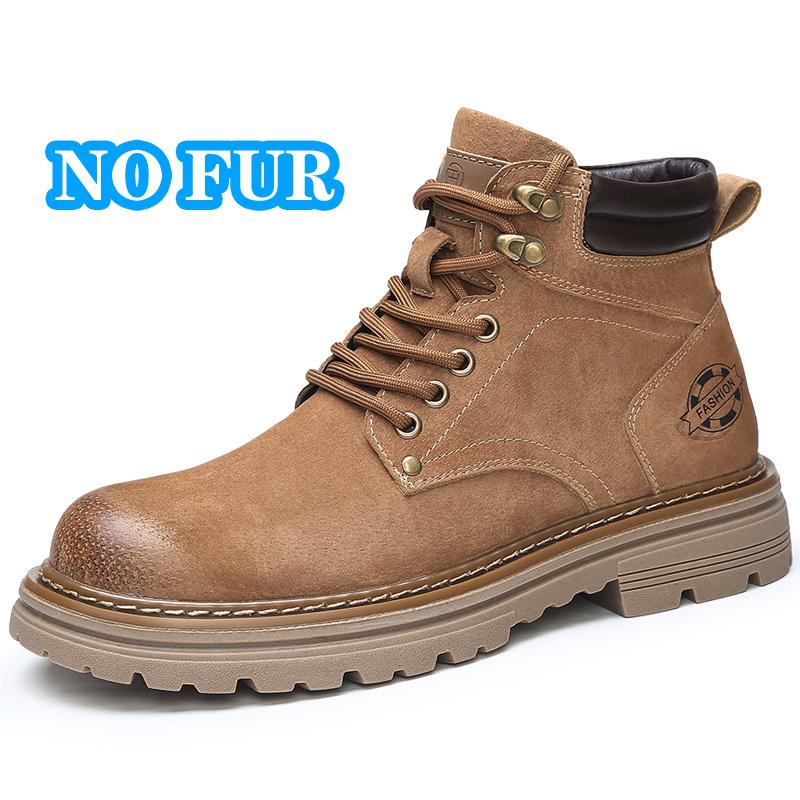 Suede Leather Men High Top Shoes High Quality Mens Ankle Boots New Outdoor Boats Sneakers Man Non-Slip Motorcycle Boots