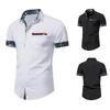 Summer Printed Men's Short Sleeved Shirt Splicing Design Short Sleeved Button Shirt