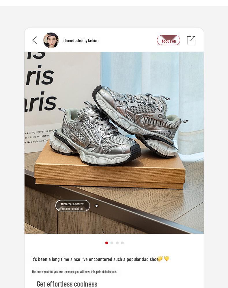 Plus Size Women's Dad Shoes 41-43: Soft Sole Spring/Autumn 2025 Casual Running Shoes