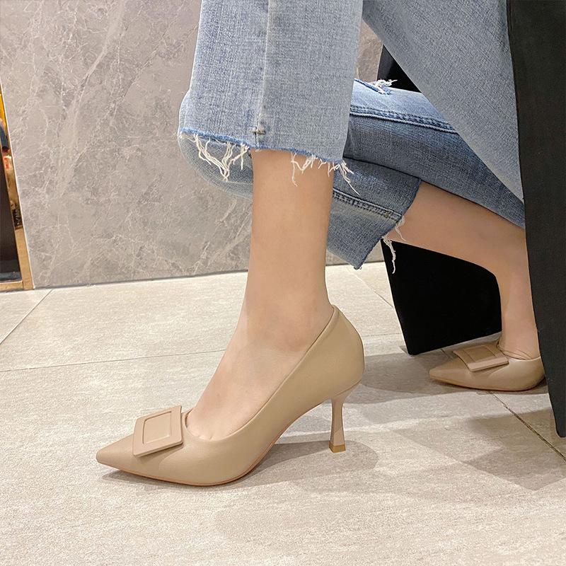 775-82 High Heels Autumn Professional Commuter Single Shoes Women's Pointed Head Thin Heel Huidong Women's Shoes Custom Thin Heel Pointed Head
