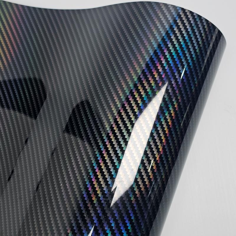 Aufkleber für Autoaufkleber Hochglänzend Regenbogen Kohlefaser Schwarz Klebevinyl für Motorrad-Außenzubehör Automobile