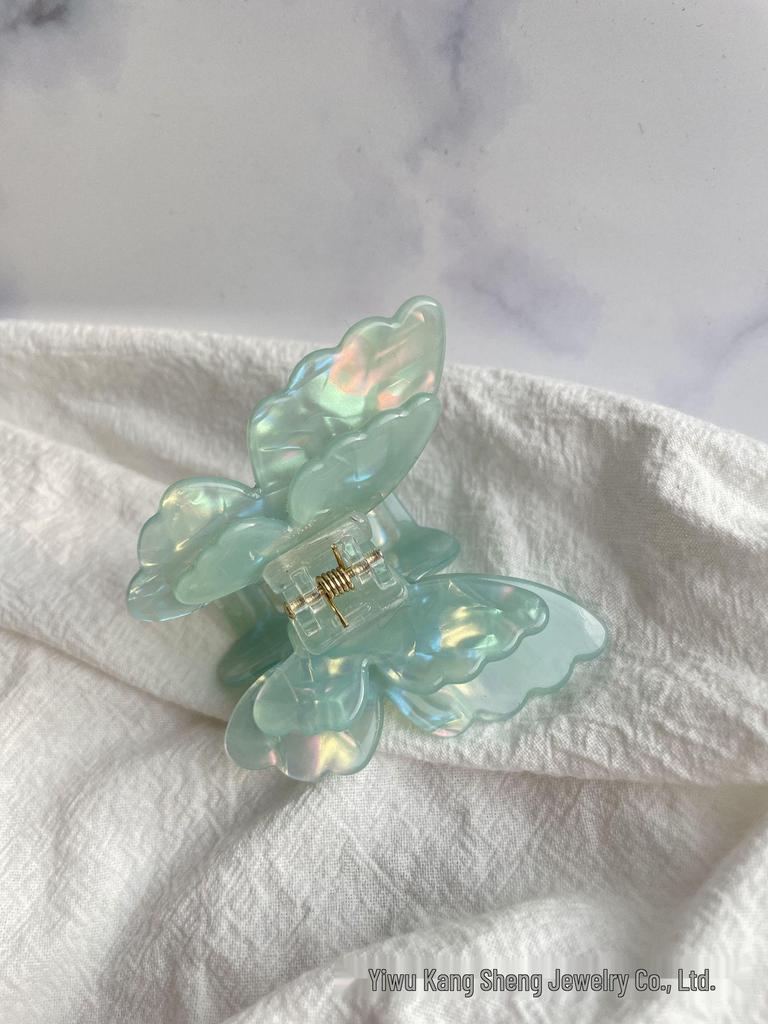 Colorful Double-Layer Butterfly Hair Clip - Fairy Shark-Style Accessory