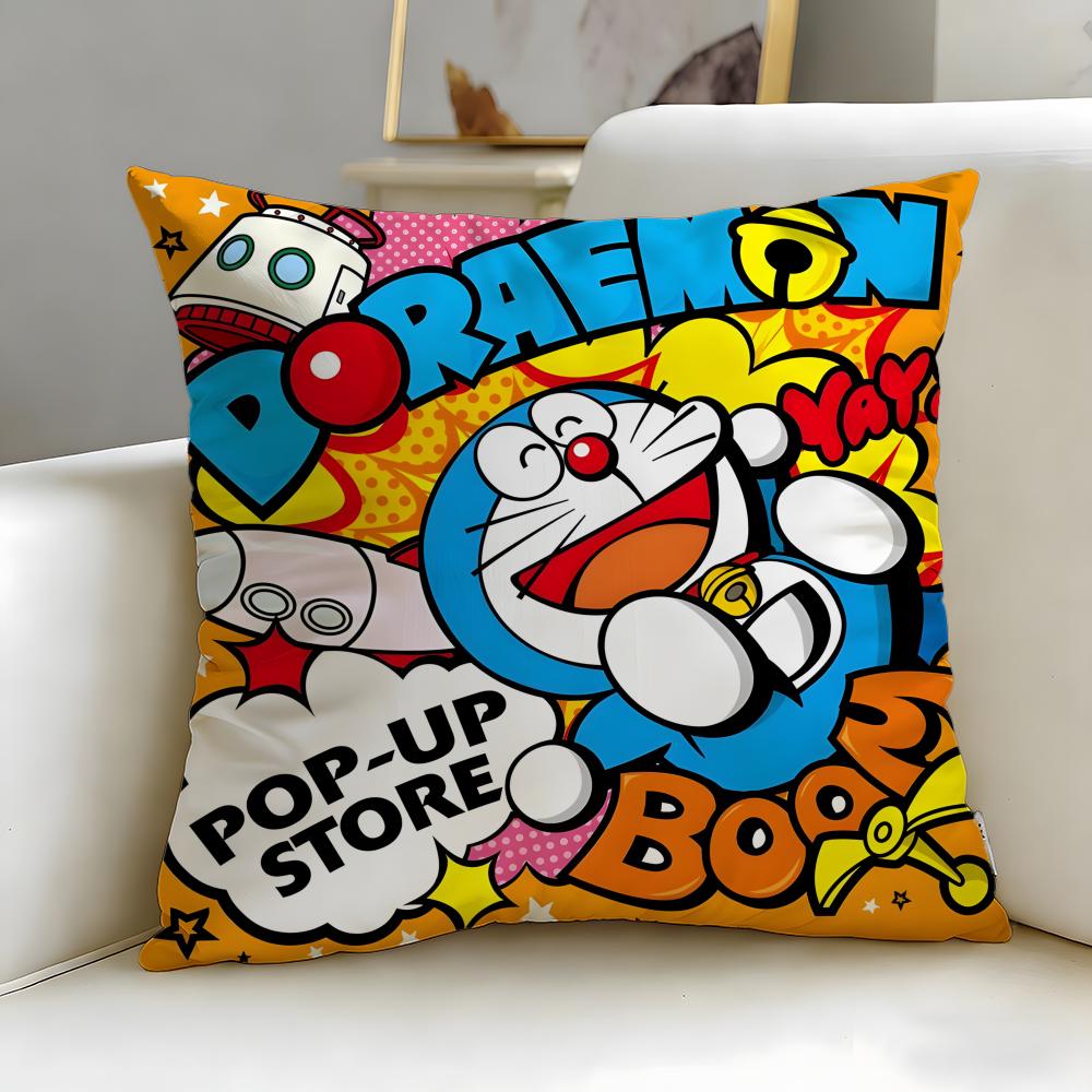 classic anime Doraemon Cushion Cover Soft  EasyWash Pillow Case  Versatile for Couch Bed Travel and Office