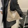 Solid Color Commuting Shoulder Bag Elegant Vintage Underarm Bag Soft Leather Tote Bag Women