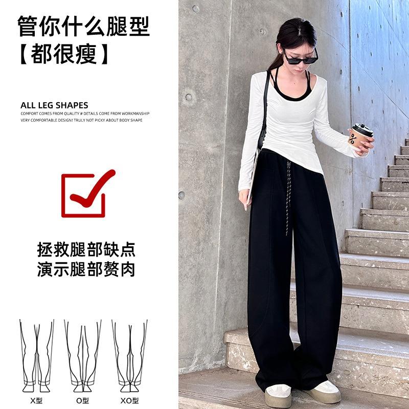 Red Scimitar Pants Sweatpants Spring and Autumn New Wide-leg Pants High Waist Loose Small Casual Sweatpants